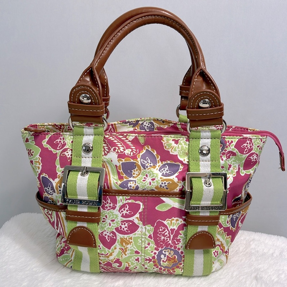 Tyler Rodan Floral Pattern Satchel Handbag with Matching Umbrella Cover NWOT